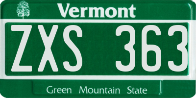 VT license plate ZXS363