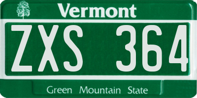 VT license plate ZXS364