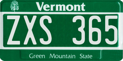 VT license plate ZXS365