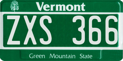 VT license plate ZXS366