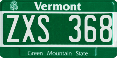 VT license plate ZXS368