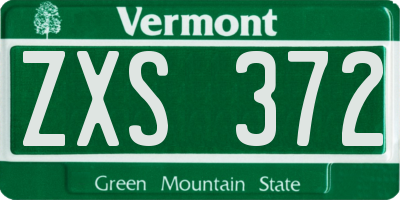 VT license plate ZXS372