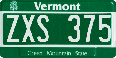 VT license plate ZXS375