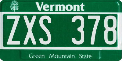 VT license plate ZXS378