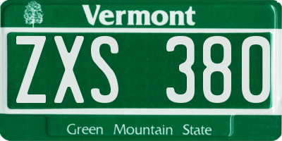 VT license plate ZXS380