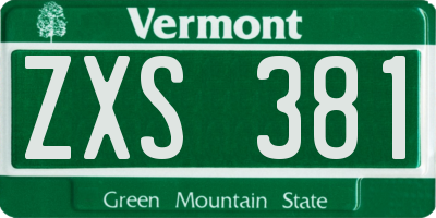VT license plate ZXS381