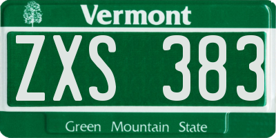 VT license plate ZXS383