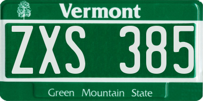 VT license plate ZXS385