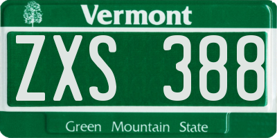VT license plate ZXS388