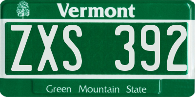 VT license plate ZXS392