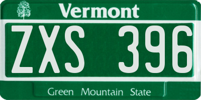VT license plate ZXS396