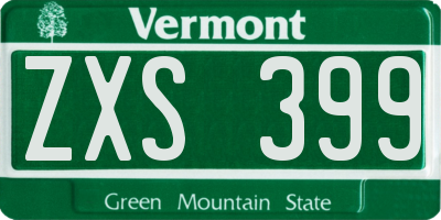 VT license plate ZXS399
