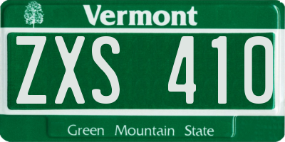 VT license plate ZXS410
