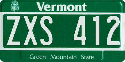 VT license plate ZXS412