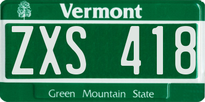 VT license plate ZXS418