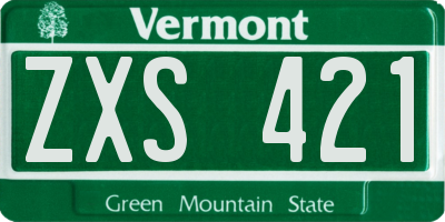 VT license plate ZXS421