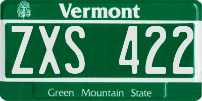 VT license plate ZXS422