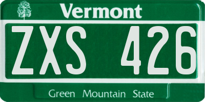 VT license plate ZXS426