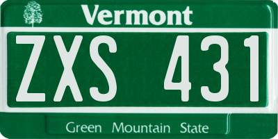 VT license plate ZXS431