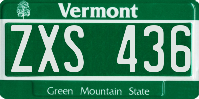 VT license plate ZXS436