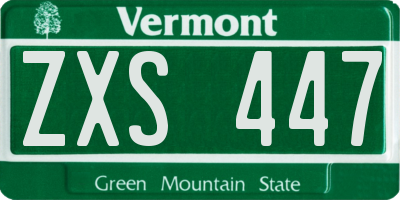 VT license plate ZXS447