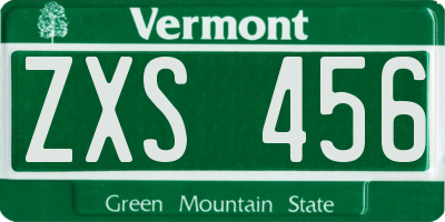 VT license plate ZXS456