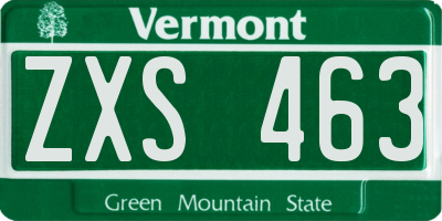 VT license plate ZXS463