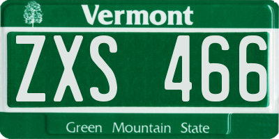 VT license plate ZXS466