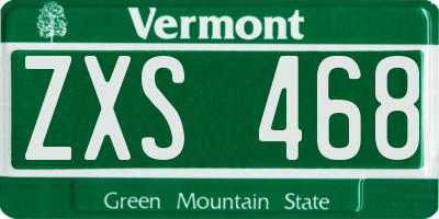VT license plate ZXS468