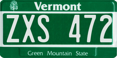 VT license plate ZXS472