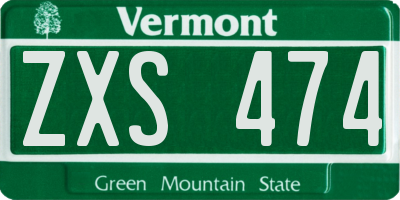 VT license plate ZXS474