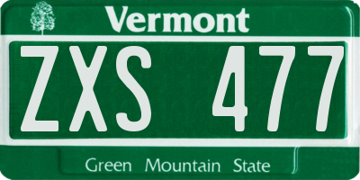 VT license plate ZXS477