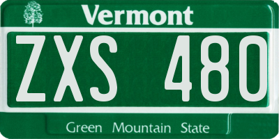 VT license plate ZXS480