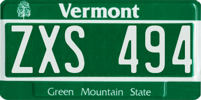 VT license plate ZXS494