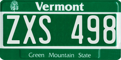 VT license plate ZXS498