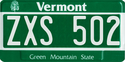 VT license plate ZXS502