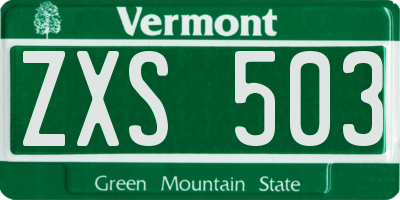 VT license plate ZXS503