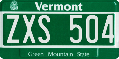 VT license plate ZXS504