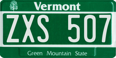 VT license plate ZXS507