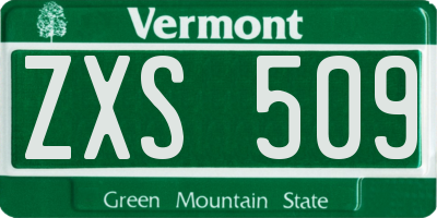 VT license plate ZXS509