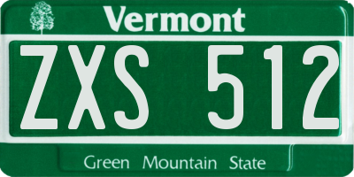 VT license plate ZXS512