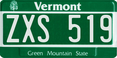 VT license plate ZXS519