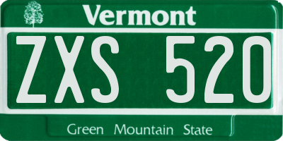 VT license plate ZXS520