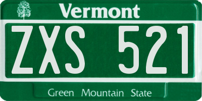 VT license plate ZXS521
