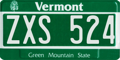 VT license plate ZXS524