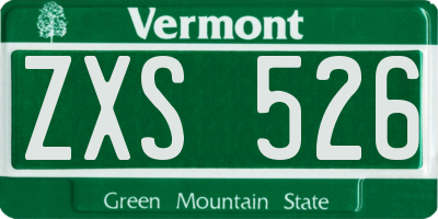 VT license plate ZXS526