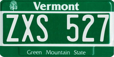 VT license plate ZXS527