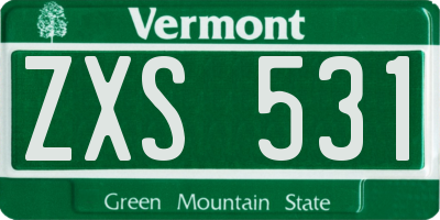 VT license plate ZXS531