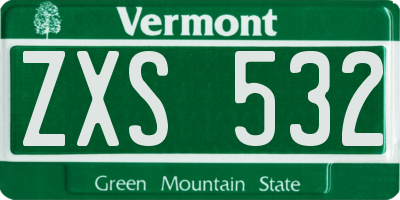 VT license plate ZXS532