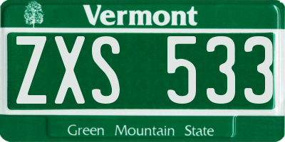 VT license plate ZXS533
